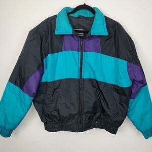 Vintage Stripped Jacket Quilted Lined. Size Large.